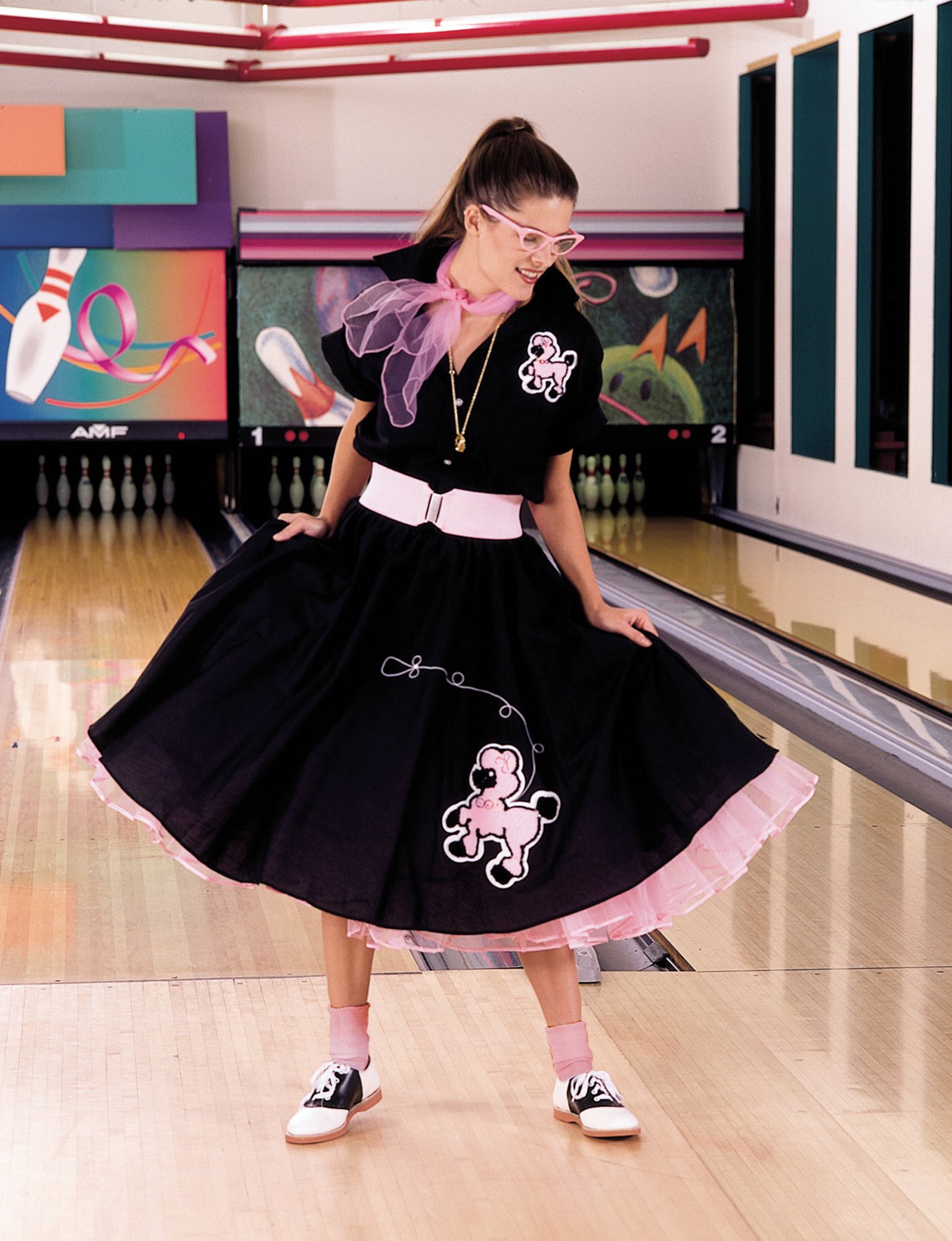 Complete Poodle Skirt Outfit (Black & Pink) Adult Costume