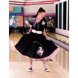 Complete Poodle Skirt Outfit (Black & Pink) Adult Costume