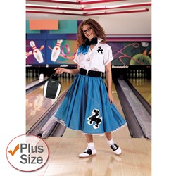 Complete Poodle Skirt Outfit (Turquoise & White) Adult Plus Costume