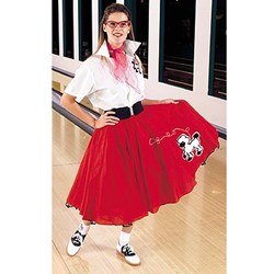Complete Poodle Skirt Outfit (Red & White) Adult