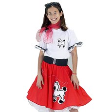 Complete Poodle Skirt Outfit (Red & White) Child Costume
