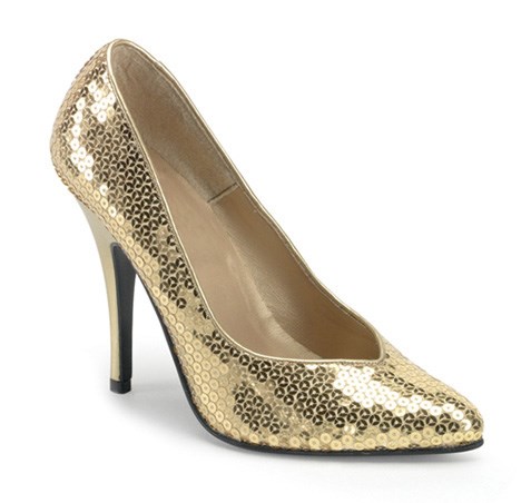 Gold Sequin High heel Adult Shoes