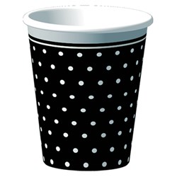 Black with White Polka Dots 9 oz. Paper Cups (8 count)