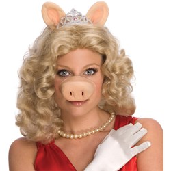 The Muppets Miss Piggy Wig w/Ears & Tiara Adult Costume