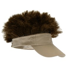 Adult Tan Visor with Brown Afro