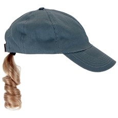 Adult Gray Baseball Cap with Blonde Ponytail