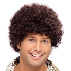 1970’s Disco Dude Short Brown Afro Adult