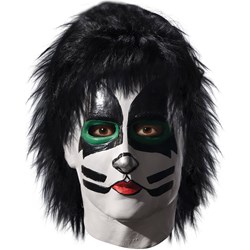 KISS  Catman Latex Full Mask With Hair Adult