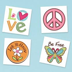 Hippie Chick Temporary Tattoos Assorted (24 count)