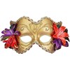 Gold Venetian Half Mask with Flowers