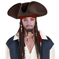 Pirate Hat With Beaded Braids Adult