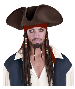 Pirates of the Caribbean - Jack Sparrow Pirate Hat With Beaded Braids