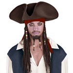 Jack Sparrow Pirate Hat With Beaded Braids Adult