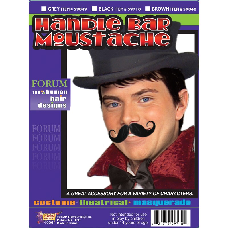 Handlebar Moustache  Black for the 2022 Costume season.