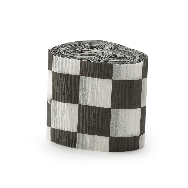 Black and White Checkered Crepe Streamer   30 for the 2022 Costume season.