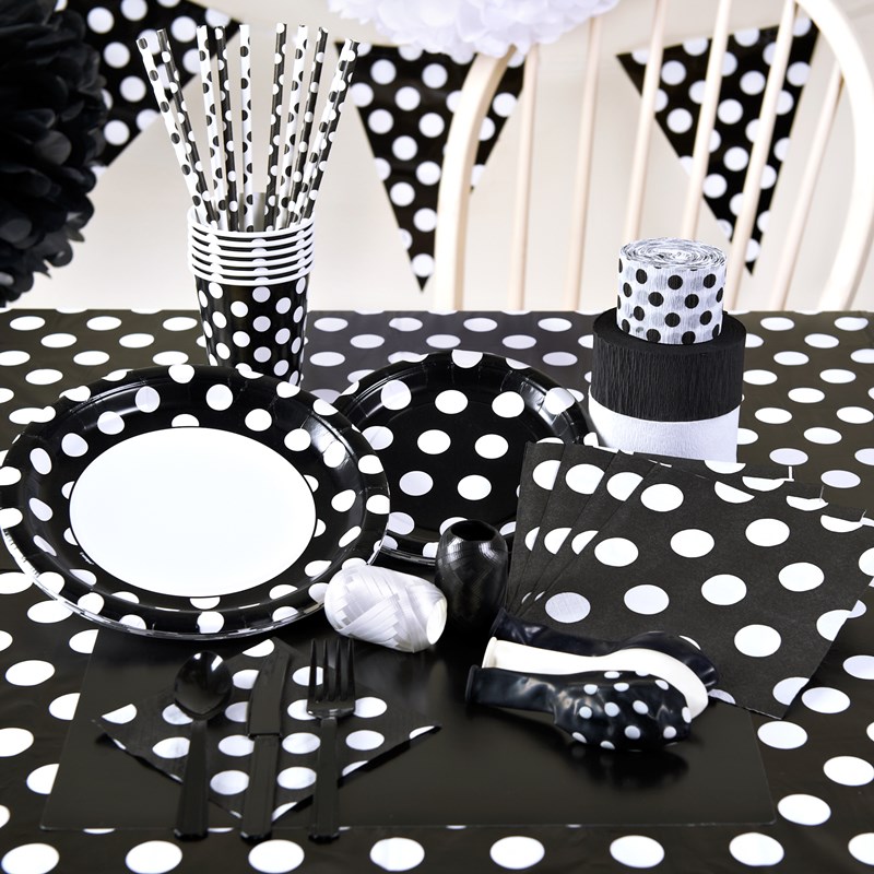 Black and White Dots Party Supplies for the 2022 Costume season.