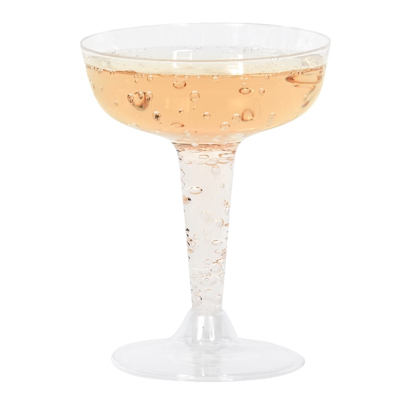 Plastic 4 oz. Champagne Glasses (20 count) for the 2022 Costume season.