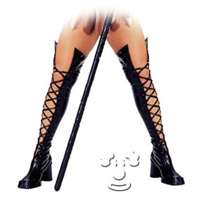 Boot Tops Vinyl Thigh High Lace Blk