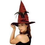 Burgundy Sequin Feather Witch Hat