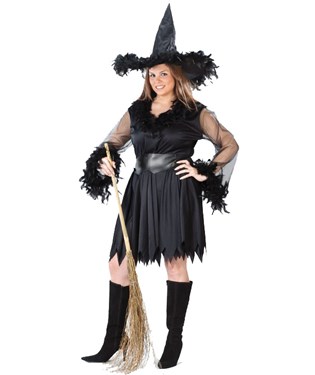 Sexy Feather Witch Adult Plus Costume