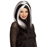 Sinister Stripes White/Black Adult Wig