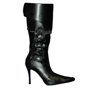 Pirate Boot with Black Lace Up Bow Adult (Black)