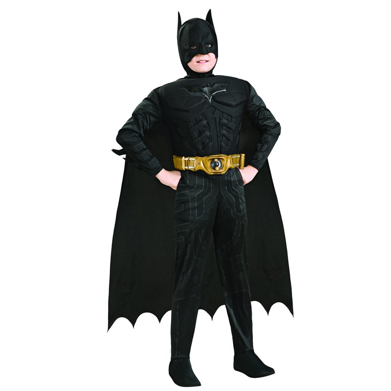 Batman The Dark Knight Rises Deluxe Muscle Chest Child Costume for the 2022 Costume season.