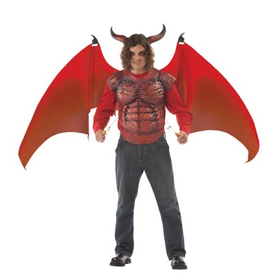Deluxe Demon Wings and Chest Piece Adult Costume Kit - Red