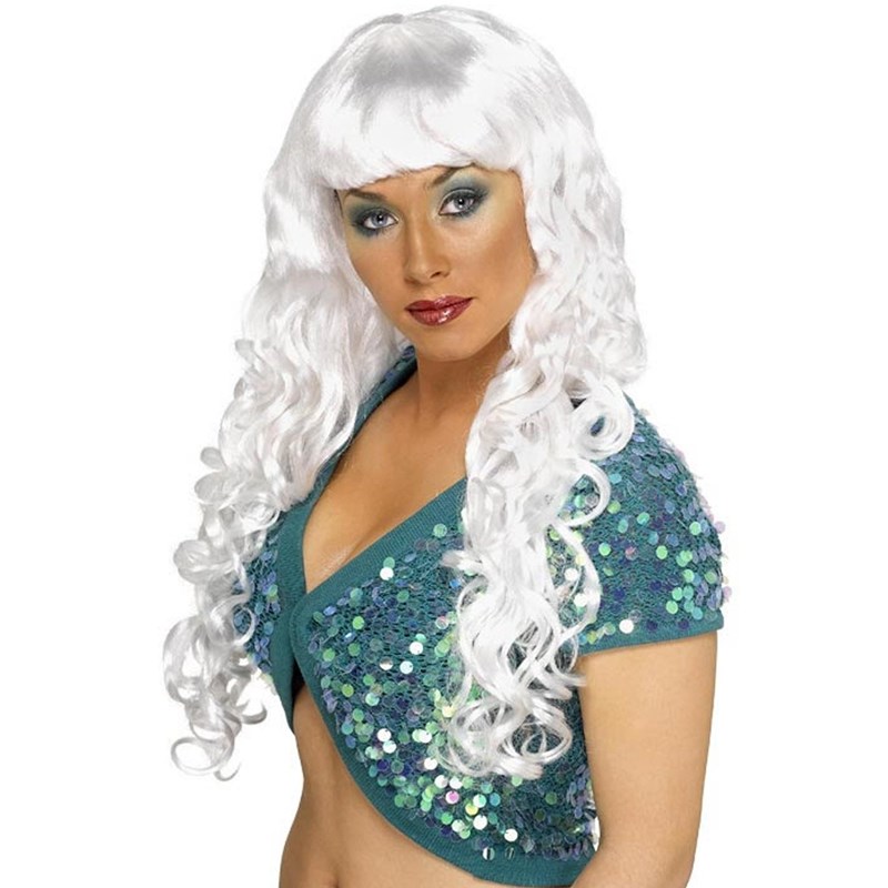 Long Curly White Siren Wig Adult for the 2022 Costume season.