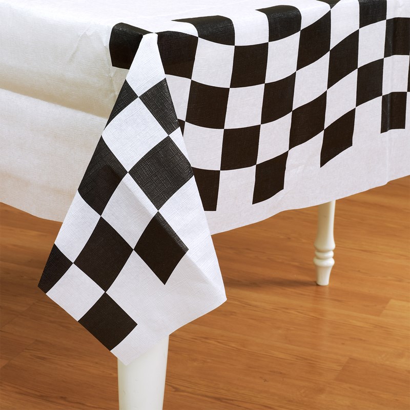 Black and White Check Paper Tablecover for the 2022 Costume season.