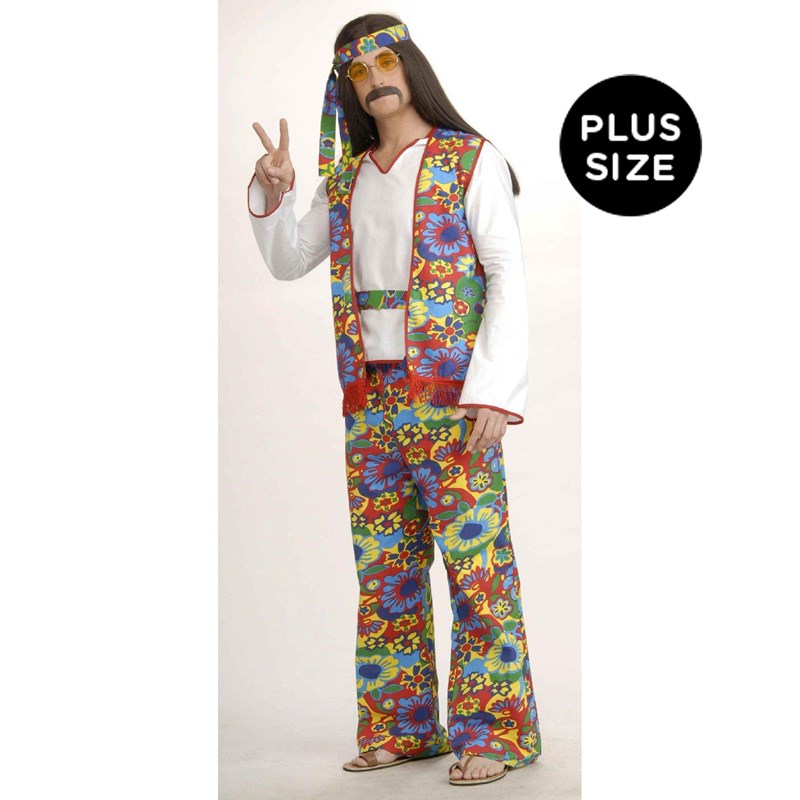 Hippie Man Adult Plus Costume for the 2022 Costume season.