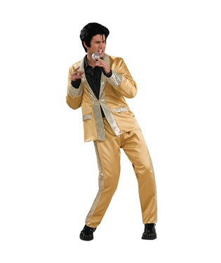 Elvis Gold Satin Suit Deluxe Adult Costume