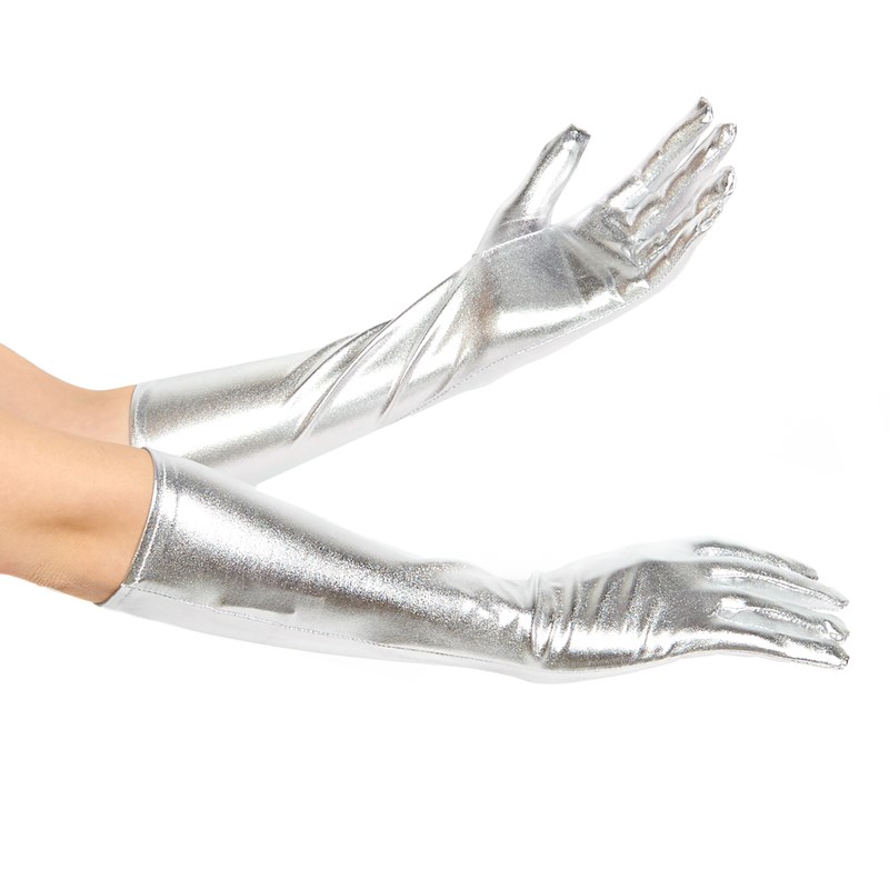 Silver Lameacute Adult Gloves for the 2022 Costume season.