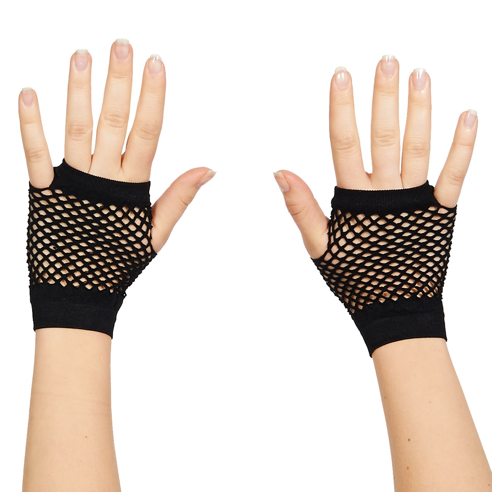 80s Black Short Fishnet Adult Gloves