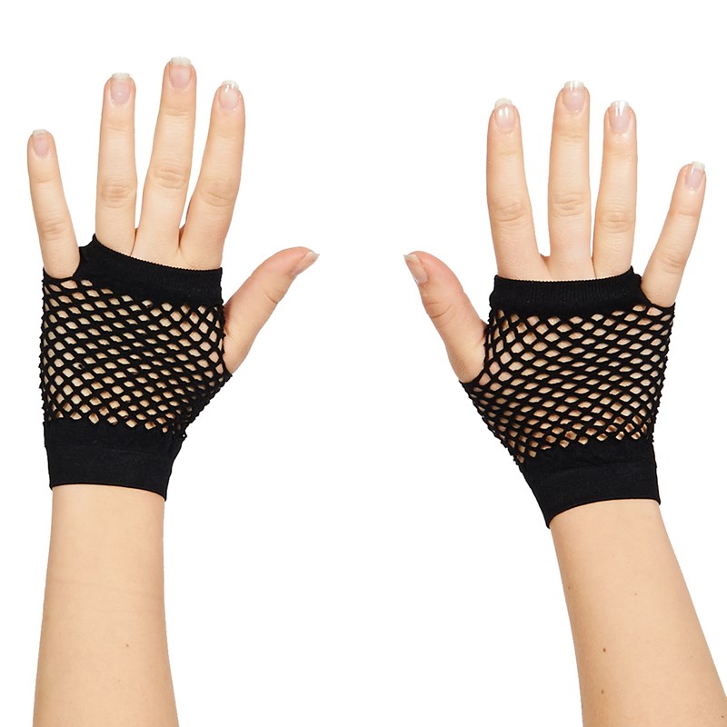 80s Black Short Fishnet Adult Gloves for the 2022 Costume season.