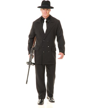 Gangster Double Breasted Suit Black/Red Adult Costume