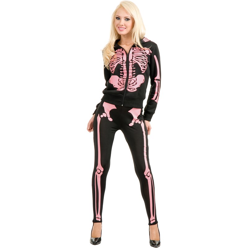 Ladies Skeleton Hoodie Sweatshirt (Pink) Adult for the 2022 Costume season.