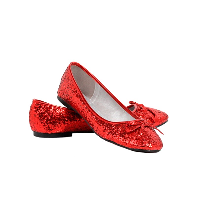 Red Glitter Star Flat Adult Shoes for the 2022 Costume season.