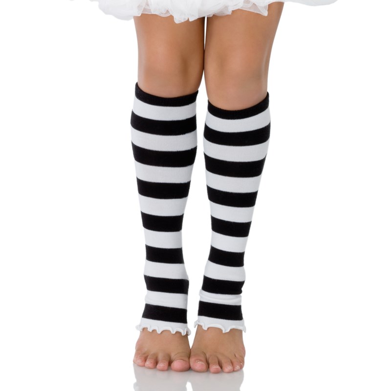 Striped (Black and White) Child Leg Warmers for the 2022 Costume season.