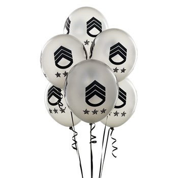 Silver with Black Army Symbol 11 Balloons (6 count)