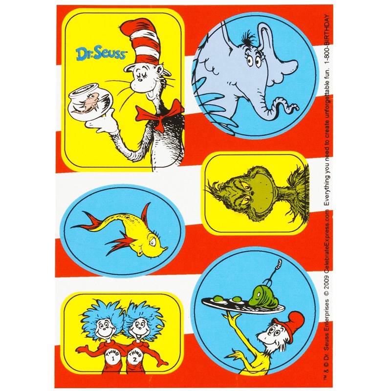 Dr. Seuss Sticker Sheets (4 sheets) for the 2022 Costume season.