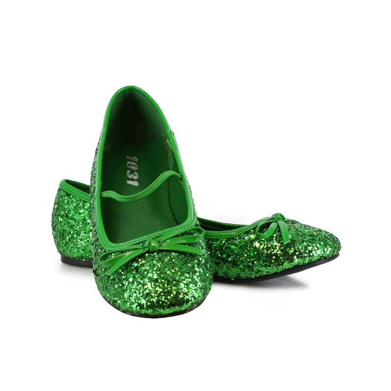Green Sparkle Flat Shoes Child for the 2022 Costume season.