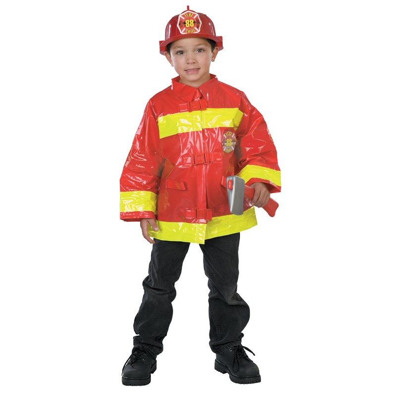 Red Firefighter Child Costume for the 2022 Costume season.