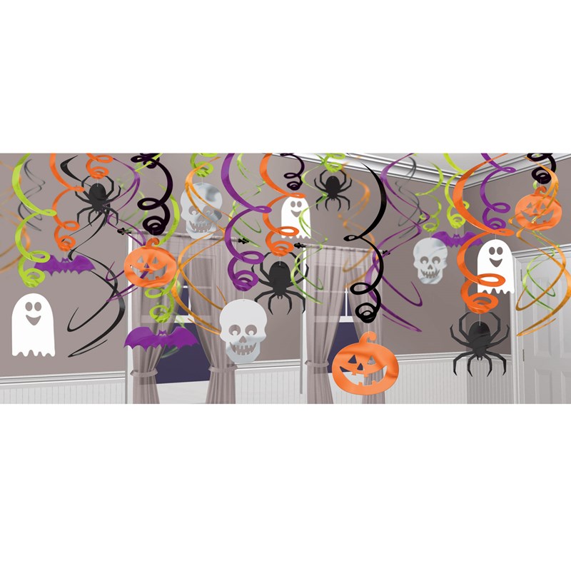 Halloween Hanging Swirl Decorations (30 pack) for the 2022 Costume season.