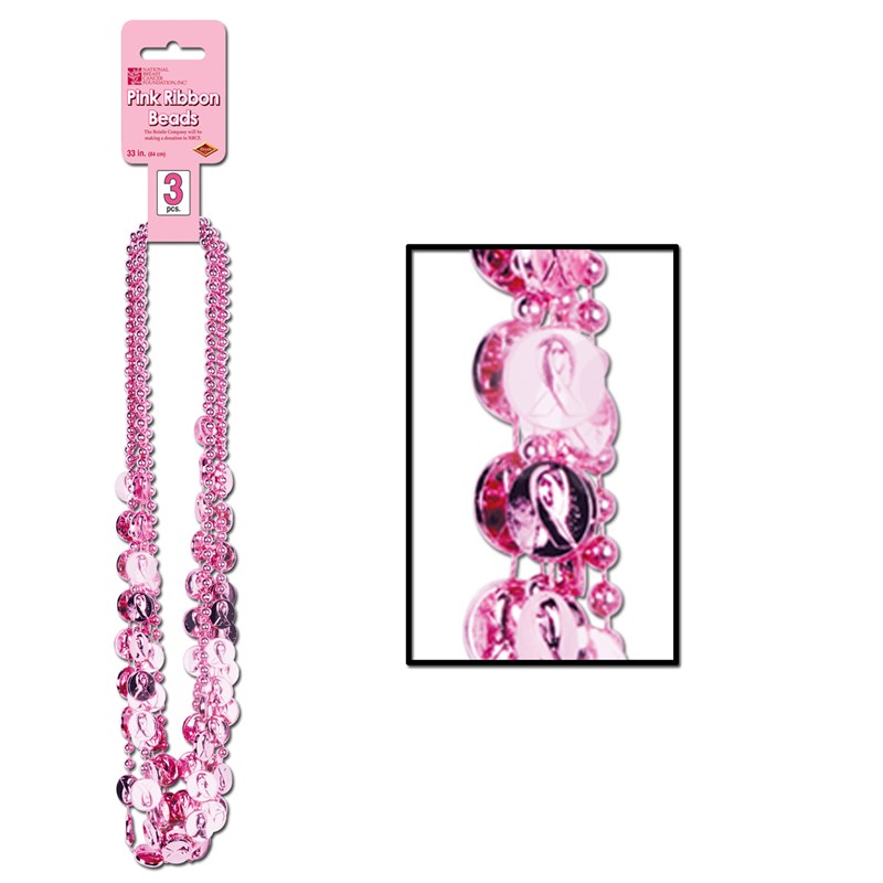 Pink Ribbon Beads (3 count) for the 2022 Costume season.