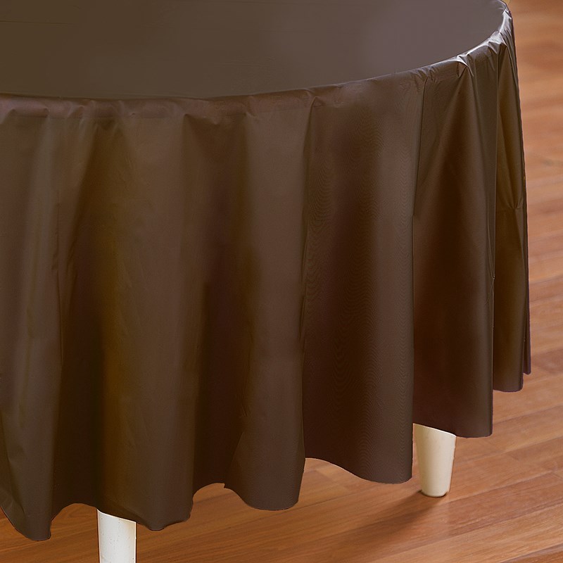 Chocolate Brown (Brown) Round Plastic Tablecover for the 2022 Costume season.
