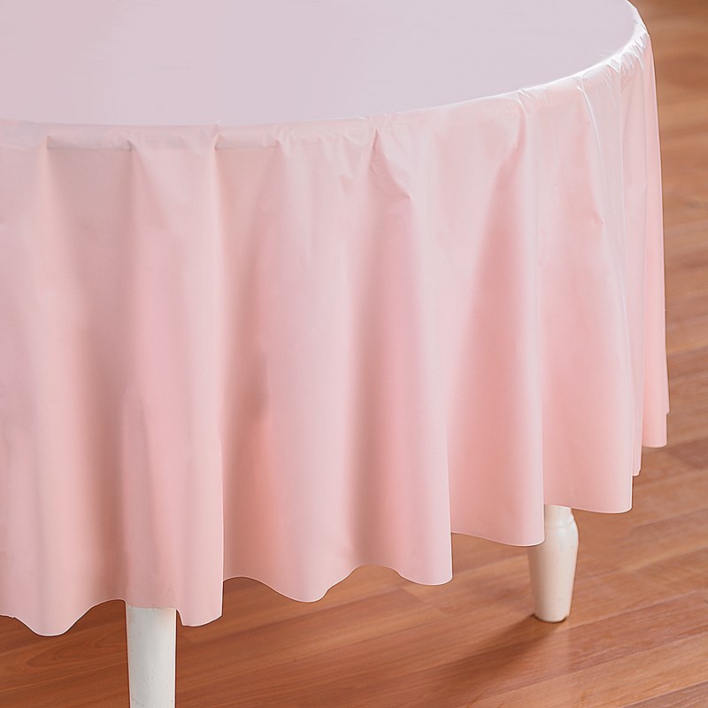 Classic Pink (Light Pink) Round Plastic Tablecover for the 2022 Costume season.
