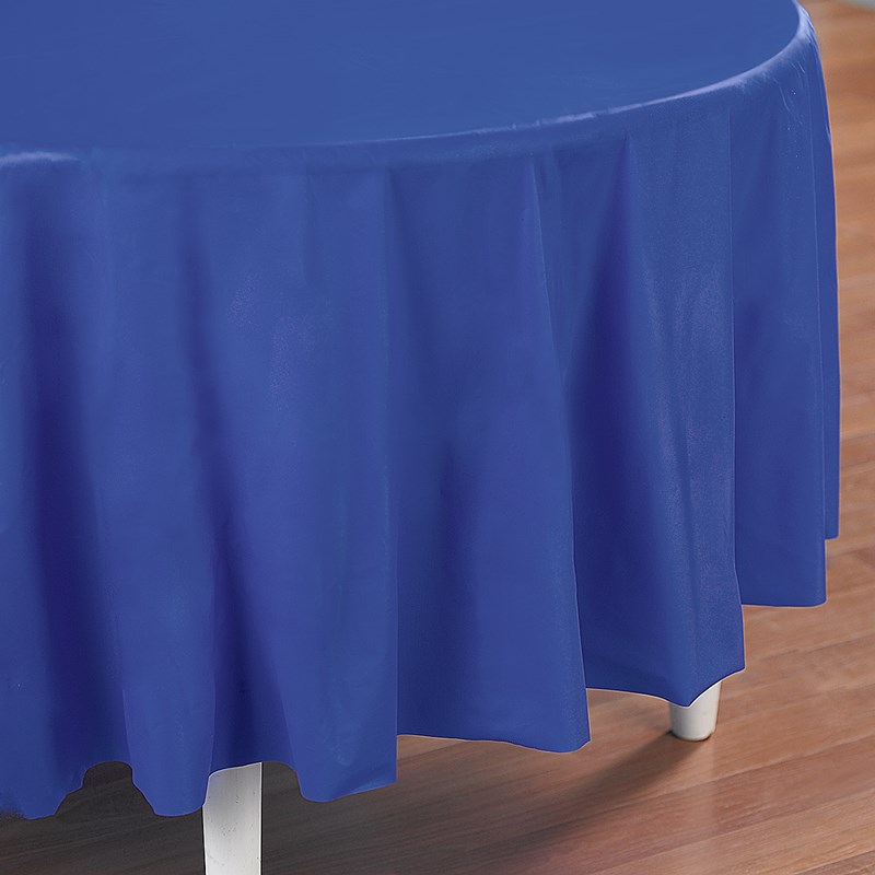 True Blue (Blue) Round Plastic Tablecover for the 2022 Costume season.