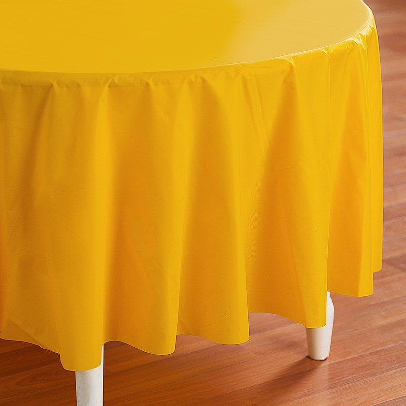 School Bus Yellow (Yellow) Round Plastic Tablecover for the 2022 Costume season.