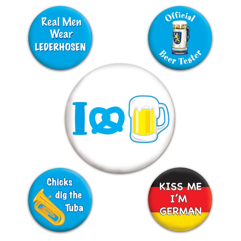Oktoberfest   Party Buttons (5 count) for the 2022 Costume season.